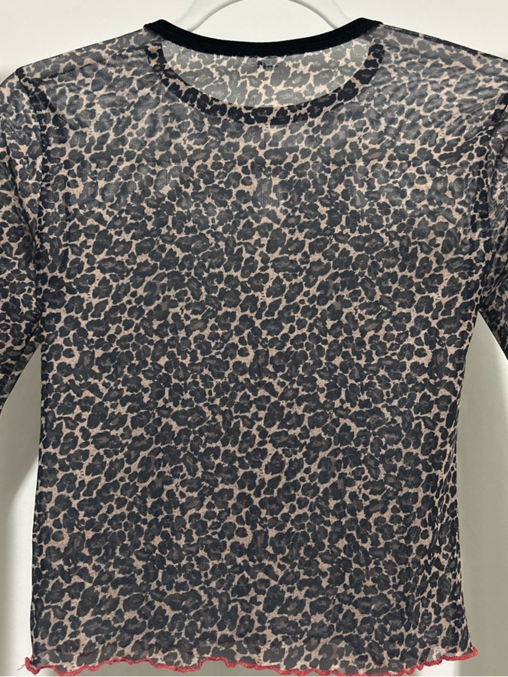 Unif leopard long sleeve mesh top
